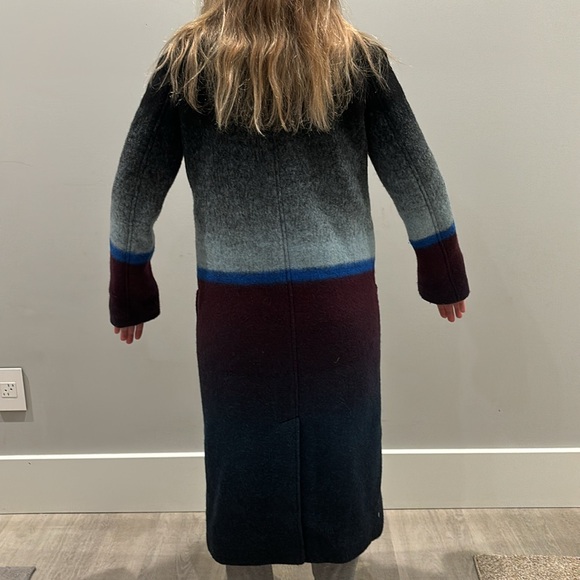 T By Alexander Wang Horizon Stripe Ombre Wool Car Coat Sz 0 - Picture 6 of 7